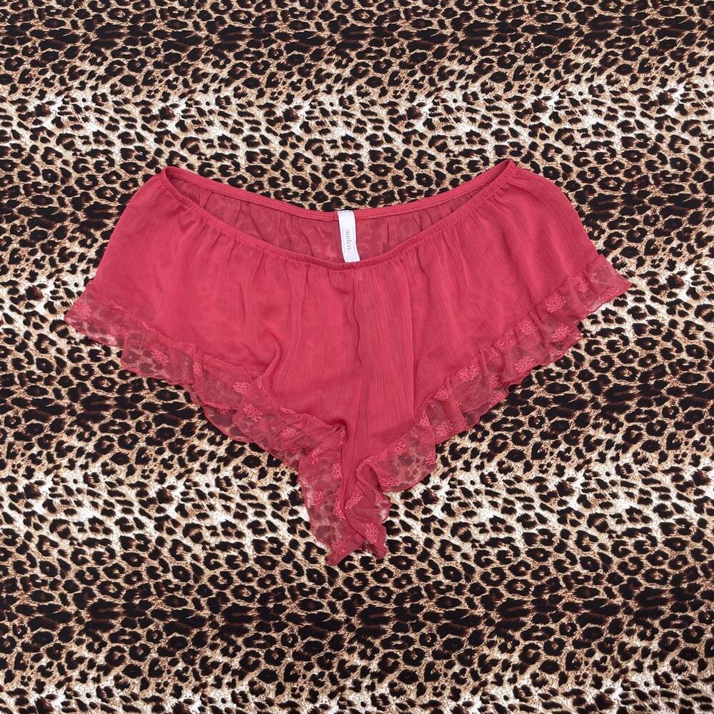 red lace pajama lounge shorts